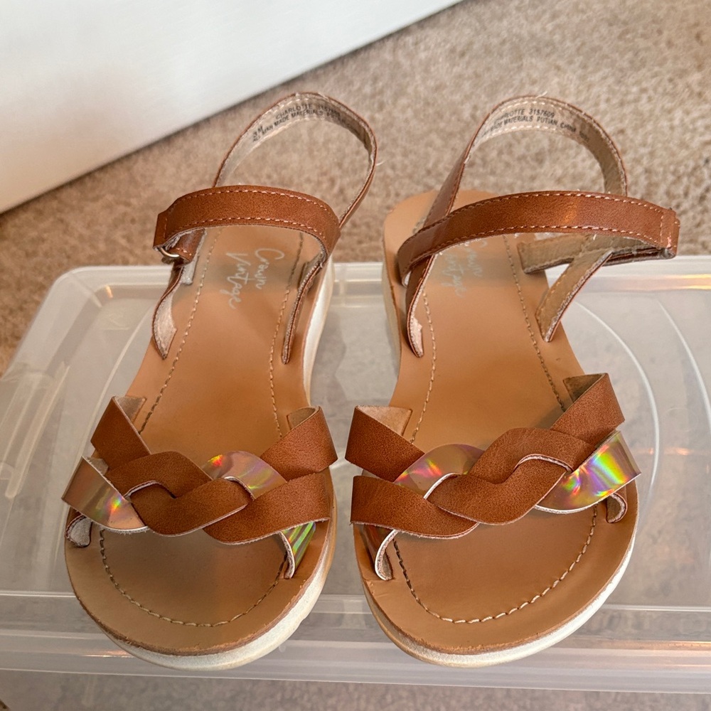 Crown Vintage Brown and Iridescent Kids Sandals